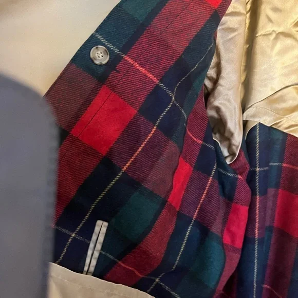 Vintage Austin Manor Belted Khaki Lined Trench Coat Size L (46) - Picture 5 of 8